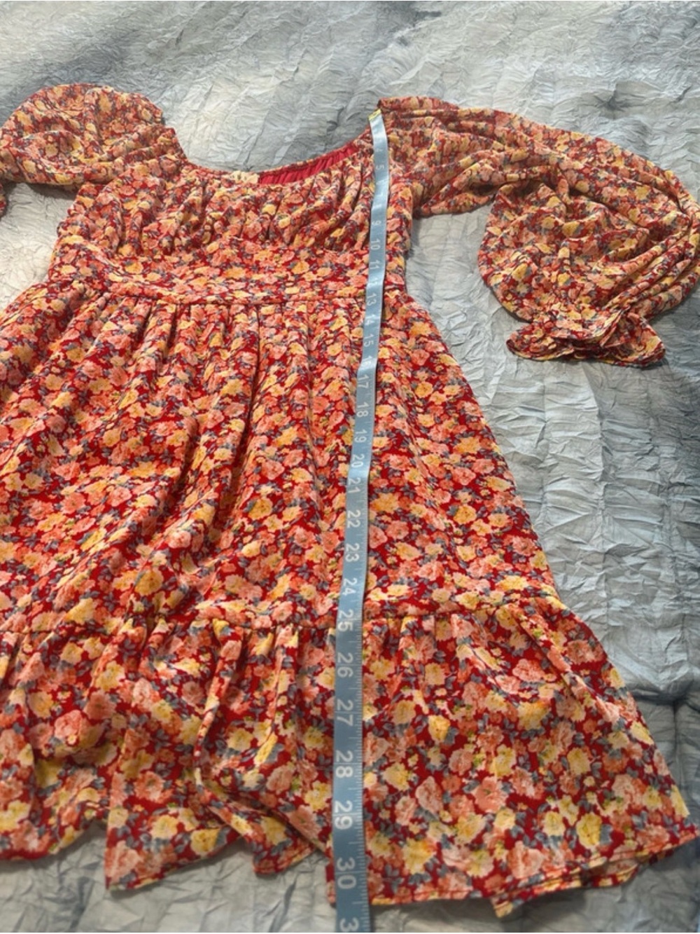 Floral Ruffle Dress - Red Multi - Picture 7 of 9